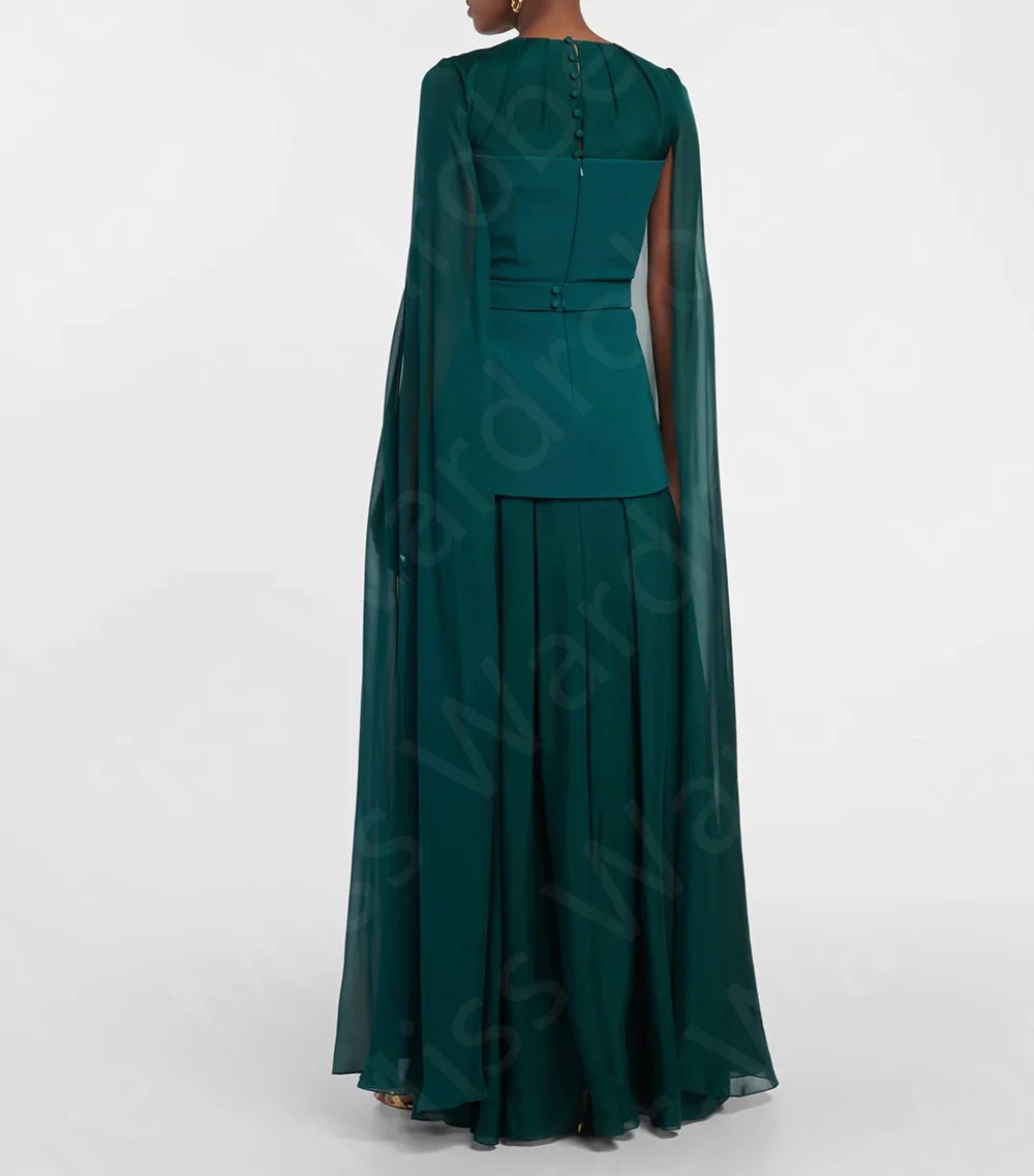 Robes de mère de la mariée sur mesure pour les nouvelles arrivées, bleu sarcelle 2025, avec décolleté rond et manches cape