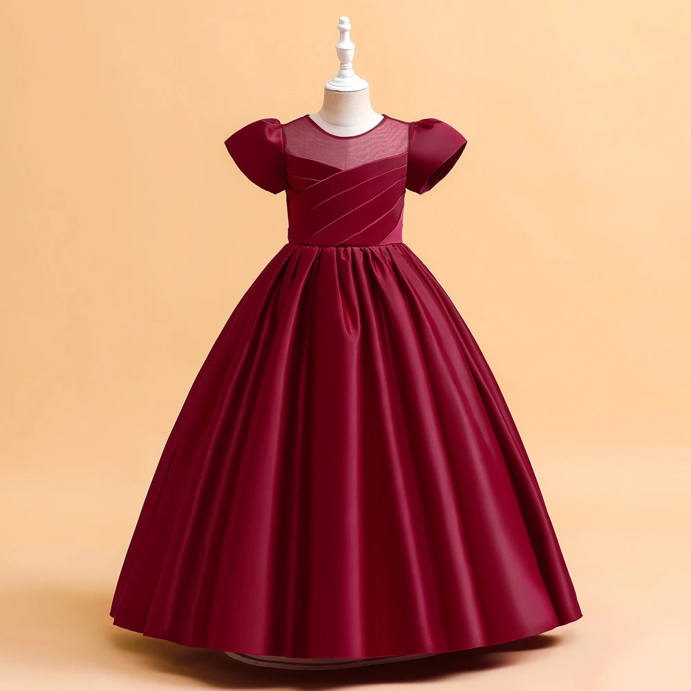 Robes de demoiselle d'honneur élégantes pour filles, robe de soirée de mariage, première communion blanche, robe de soirée longue, vêtements d'été pour enfants