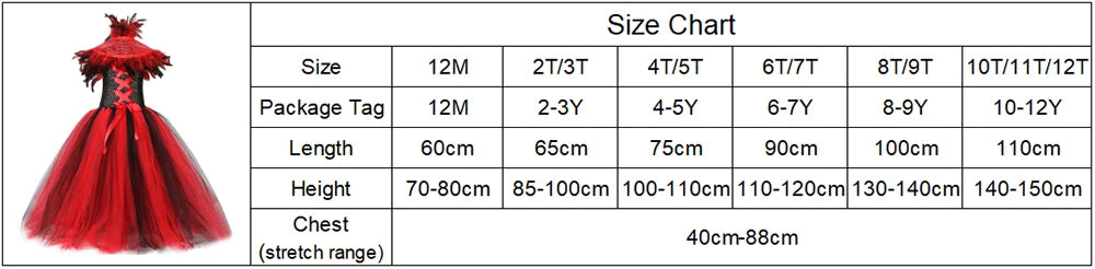 Robe Tutu en Tulle Reine Maléfique Sorcière Vampire Démon Gothique pour Filles, Robe Longue de Fête de Carnaval d'Halloween pour Enfants, Tenues de Déguisement