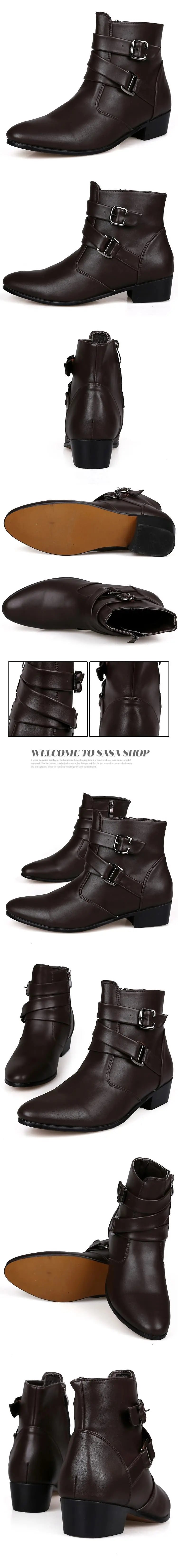 Brand Men's Boots Leather Oxford Dress Shoes Male British Chelsea Shoe Mens Winter Business Point Footwear 2025 Ankle Boots