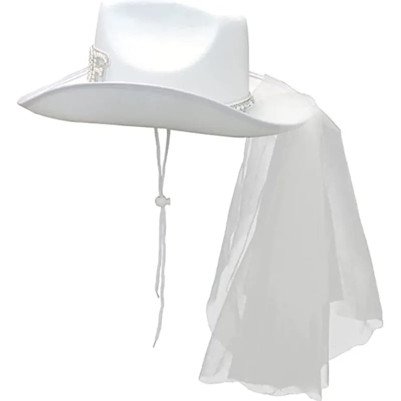 Bride Cowboy Veil Hat Country Western Barn Space Disco Wedding Cowgirl Bach Bachelorette Hen Party Bridal Shower Decoration Gift