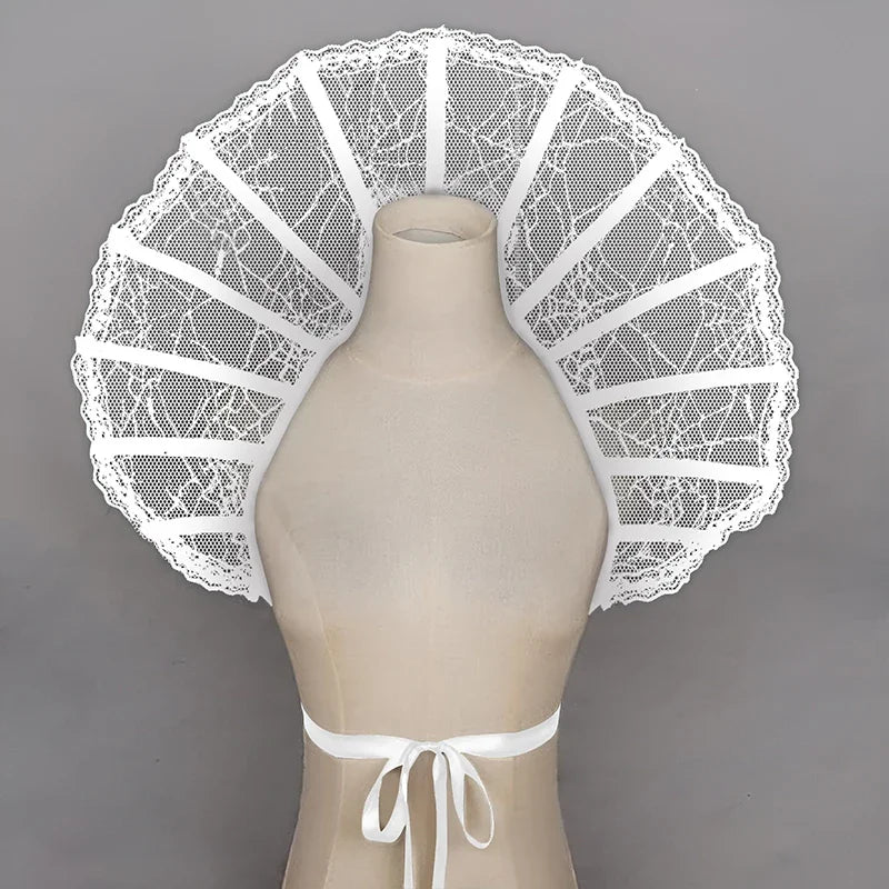 Col de chemise en dentelle gothique avec col montant squelette pour Pâques Halloween cape de reine sorcière vêtements médiévaux rétro costume artistique accessoires de cosplay