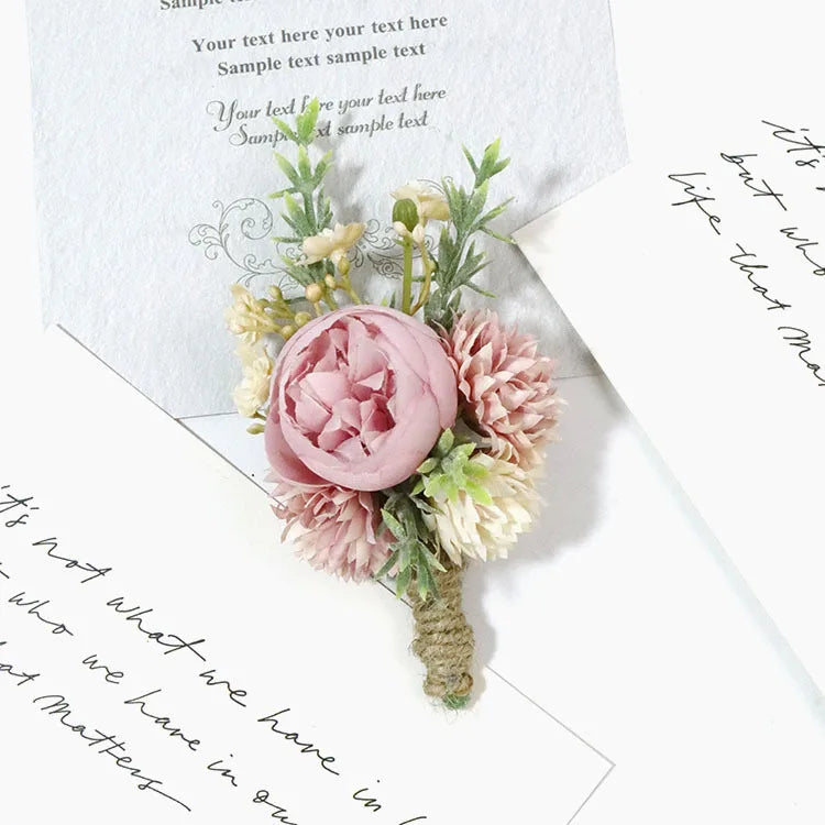 Wedding Boutonniere & Corsage | Silk Flower Pin for Groom, Groomsmen & Guests