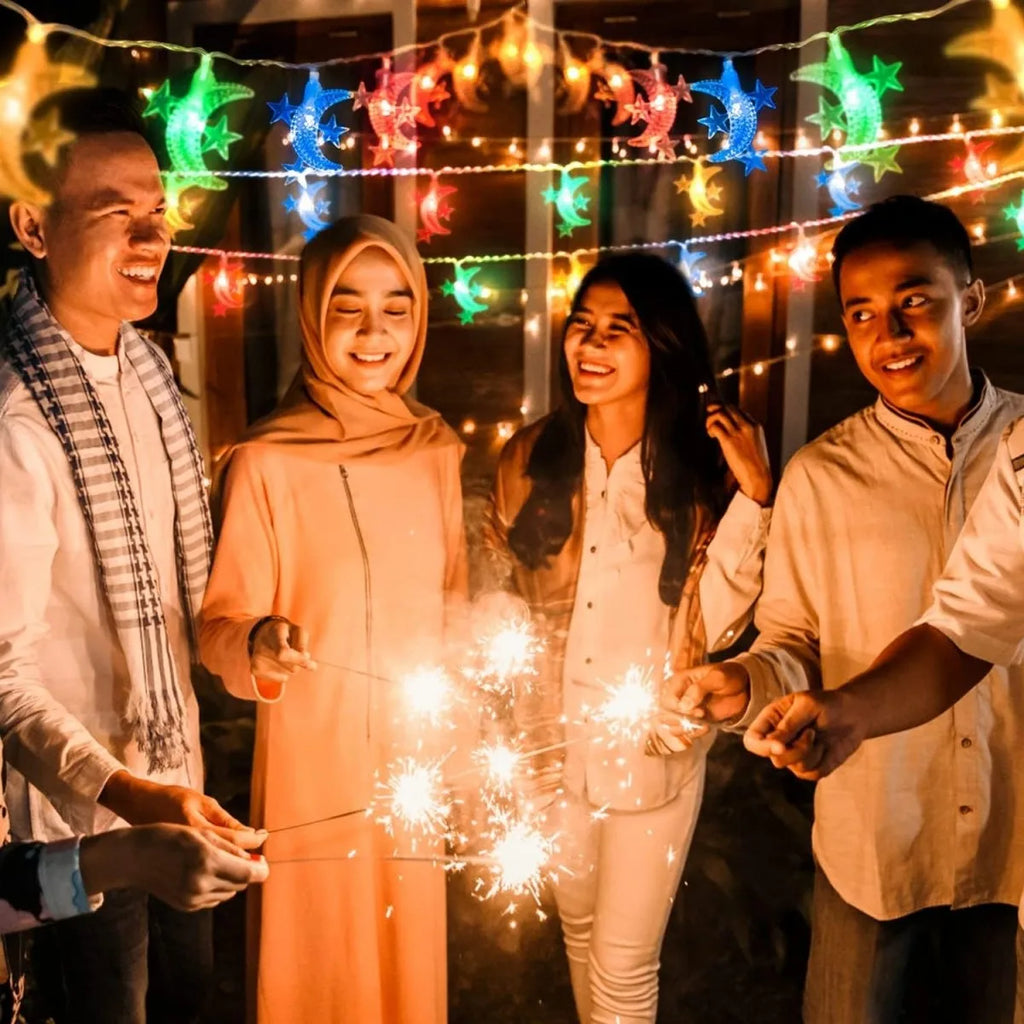 1pc LED Moon & 3 Star Dreamy and Romantic LED Fairy Ramadan String Lights Battery Operated For Bedroom Living Room Wedding Decor