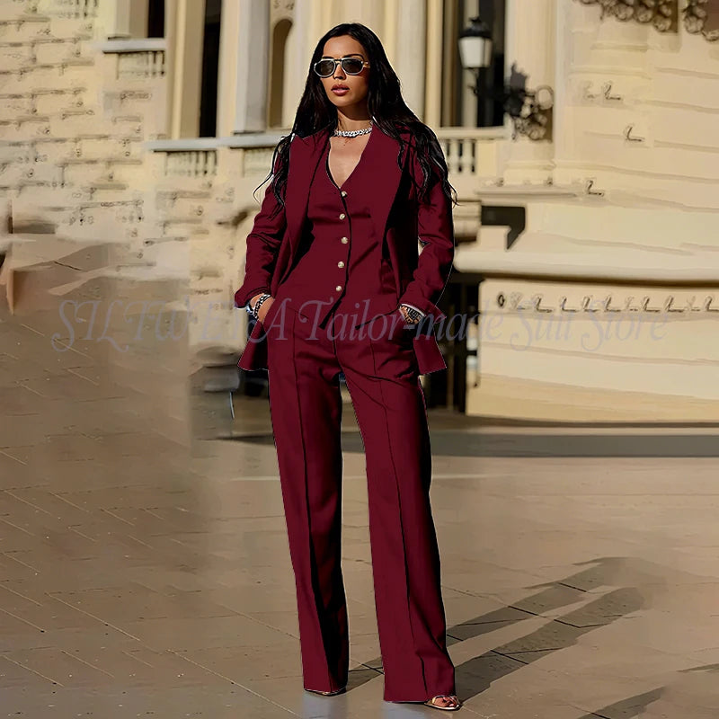 Ensembles tailleur 3 pièces pour femme : veste, pantalon et gilet - Tenues décontractées élégantes pour le bureau - Vêtements féminins de haute qualité - Ensembles blazer chics et formels