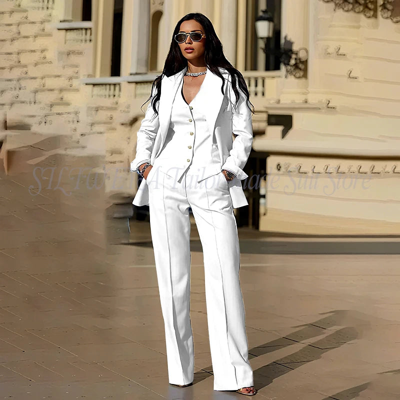 Ensembles tailleur 3 pièces pour femme : veste, pantalon et gilet - Tenues décontractées élégantes pour le bureau - Vêtements féminins de haute qualité - Ensembles blazer chics et formels