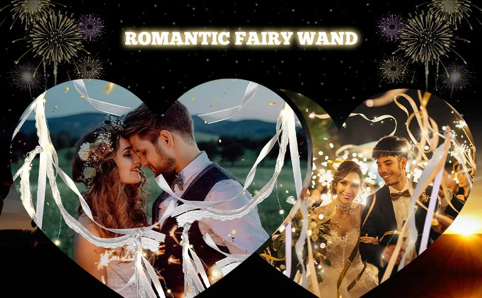 20-60Pcs Light up Wedding Wands LED Ribbon Wands Sparklers with Bells, Wedding Exit Send Off, Dance Floor Props, Wedding Favors