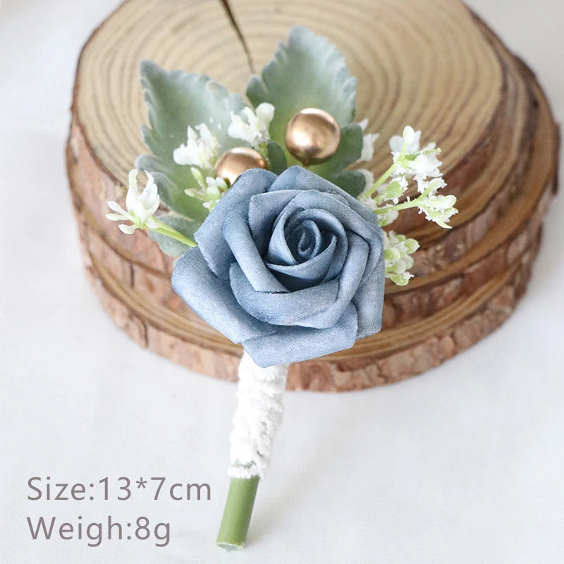 Korean-Style Fabric Flower Boutonniere Corsage Pin | Groom & Wedding Party