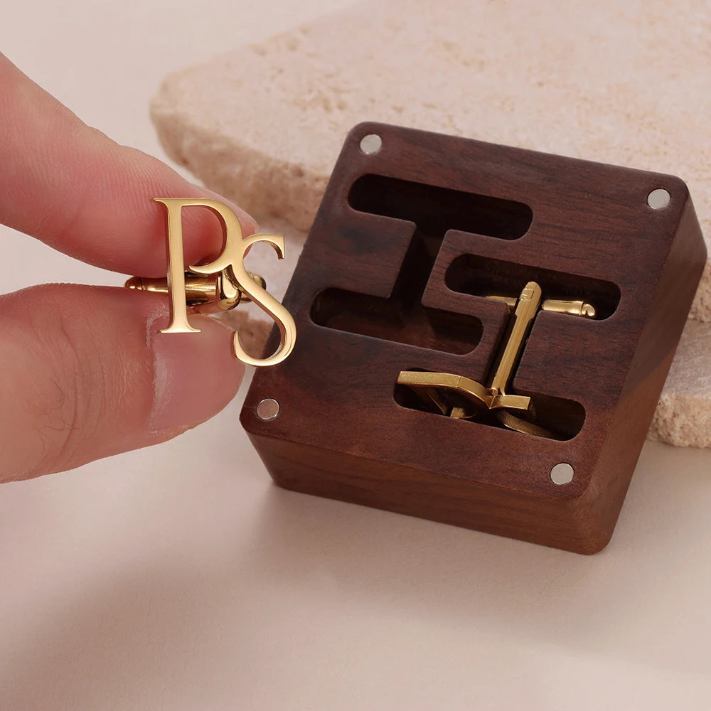 Personalized Initial Cufflinks for Men | Custom Monogram Groom & Wedding Gift