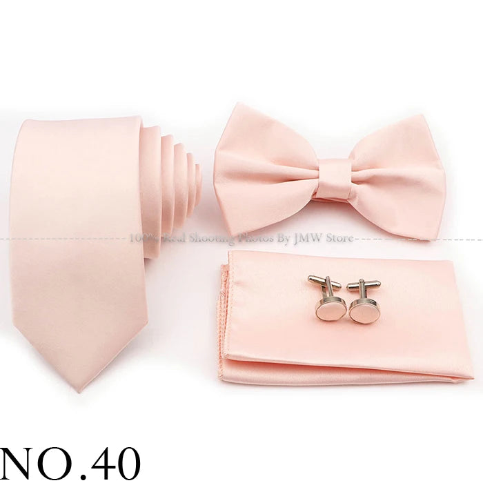 Ensemble cravate et nœud papillon violet bleu sauge vert en polyester, boutons de manchette et broche pour costume de marié, cravate de mariage, accessoire de chemise