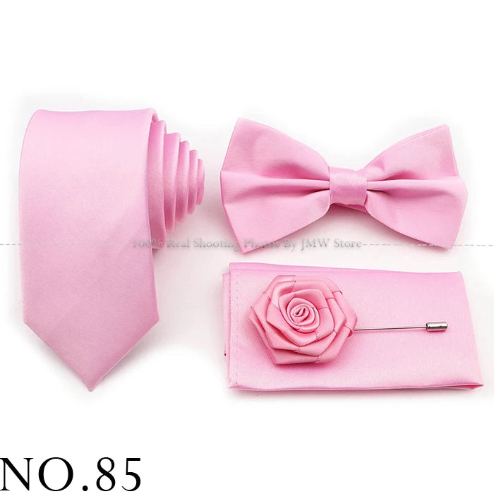 Ensemble cravate et nœud papillon violet bleu sauge vert en polyester, boutons de manchette et broche pour costume de marié, cravate de mariage, accessoire de chemise