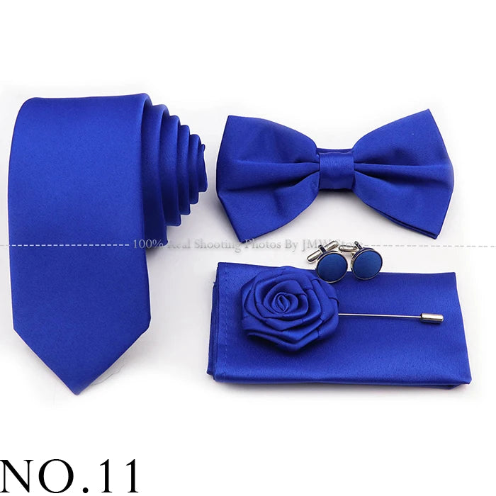 Ensemble cravate et nœud papillon violet bleu sauge vert en polyester, boutons de manchette et broche pour costume de marié, cravate de mariage, accessoire de chemise