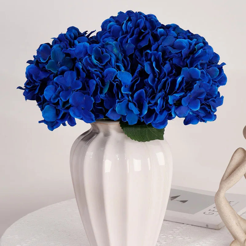 Grand bouquet de fleurs artificielles d'hortensia en soie rouge (5 têtes)
