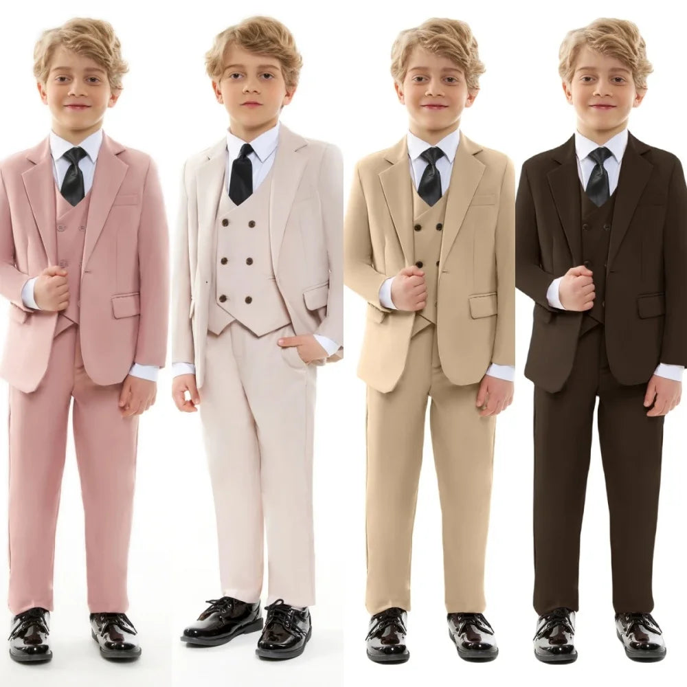 Costume 3 Pièces pour Garçons, Tenue de Mariage, Smoking pour Enfants, Veste Formelle, Pantalon, Gilet, Coupe Slim, De 2 à 16 Ans, Costume Sur Mesure pour Garçons