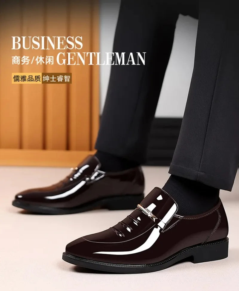 Chaussures habillées pour homme Pointures 38-49, Mocassins formels à haut brillant, Chaussures de mariage de luxe, Chaussures de conduite décontractées et confortables pour hommes