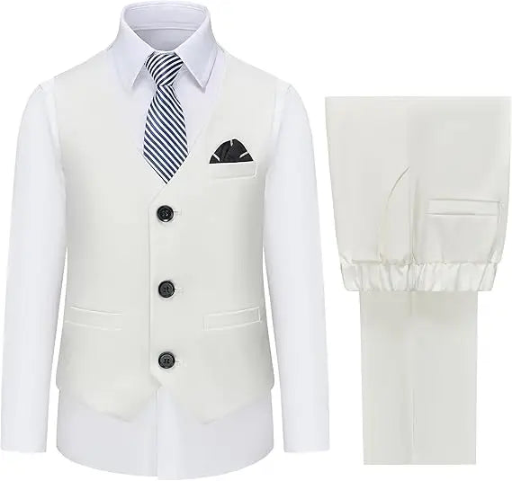 Ensemble gilet et pantalon pour garçons avec cravate, costume habillé formel, tenue de mariage ou communion pour adolescent, costume de performance de piano pour enfants
