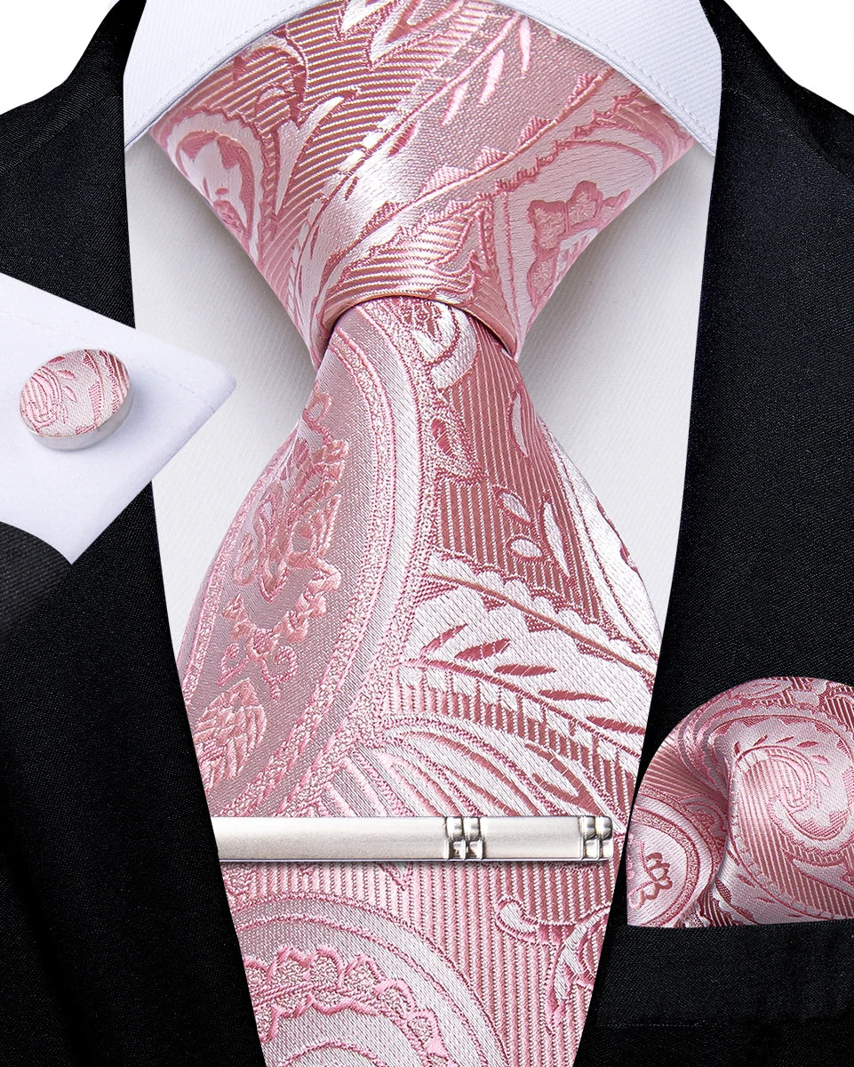Men's Silk Paisley Tie Set – Pocket Square, Cufflinks & Tie Clip | Groom & Groomsmen