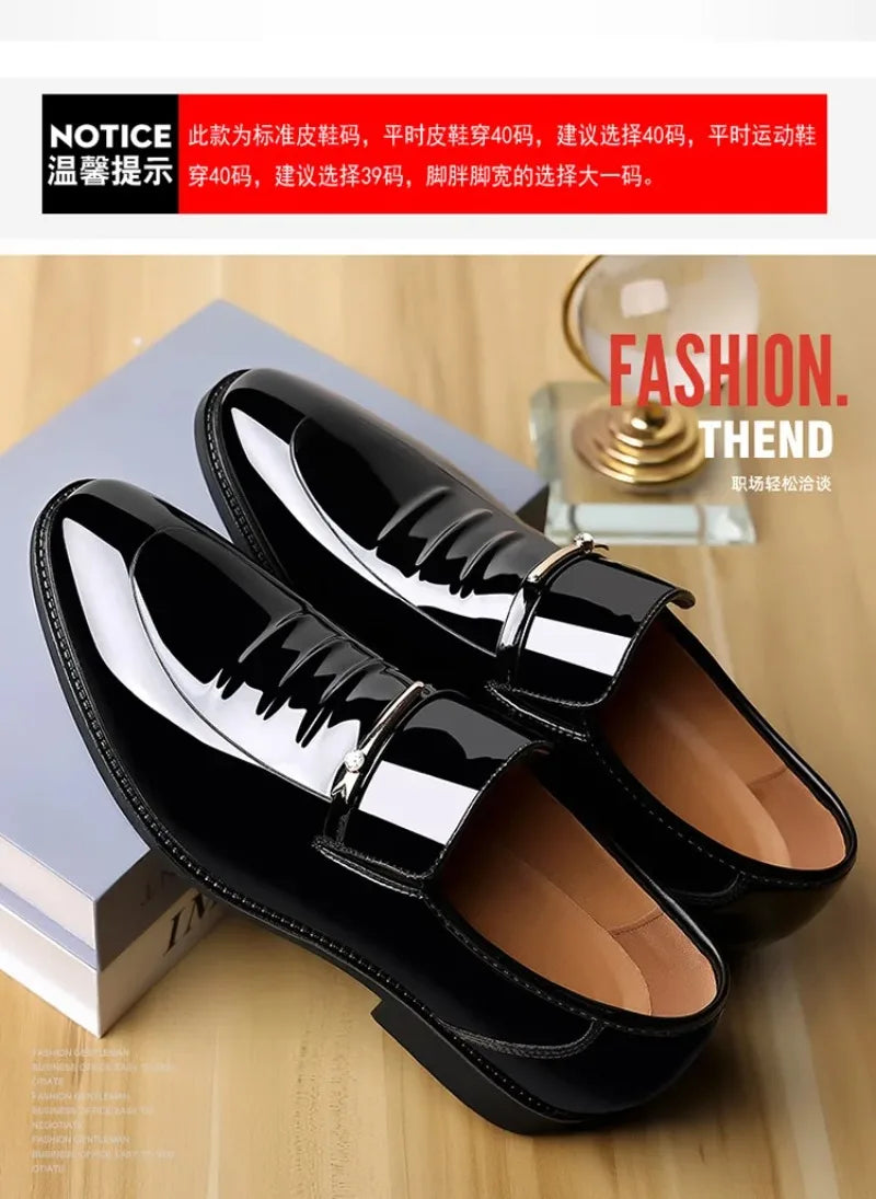 Chaussures habillées pour homme Pointures 38-49, Mocassins formels à haut brillant, Chaussures de mariage de luxe, Chaussures de conduite décontractées et confortables pour hommes