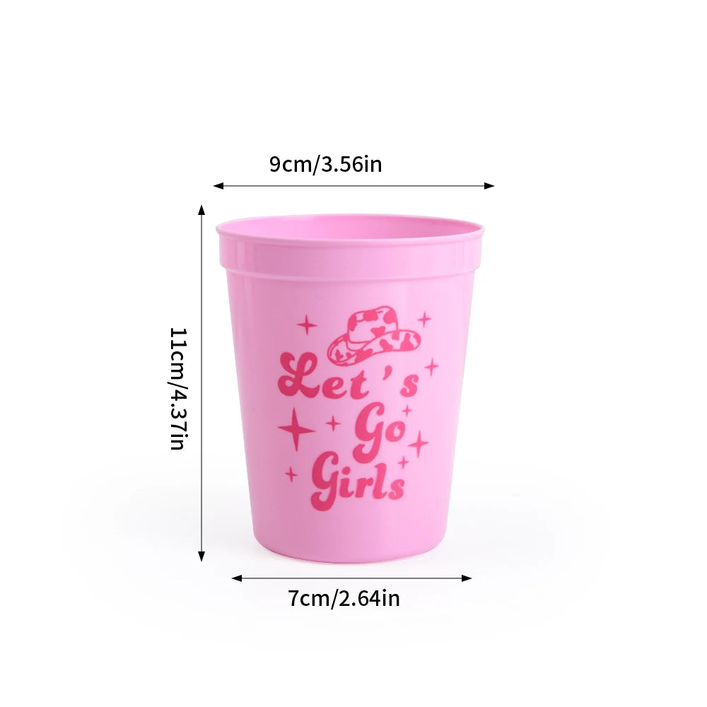 7 gobelets en plastique de fête pour enterrement de vie de jeune fille Disco Cowgirl, fournitures de douche nuptiale d'anniversaire Western Cowgirl, décoration de mariage Let's Go Girls