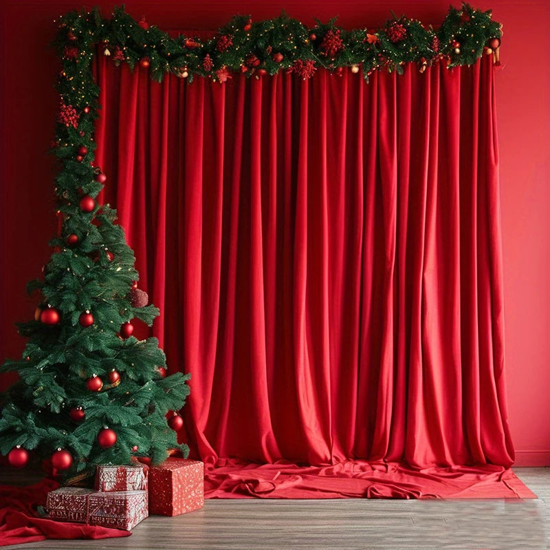 Rideaux de Noël en satin sans plis, tissu soyeux, pour toile de fond de baby shower, fête d'anniversaire, bal de promo, décoration de mariage