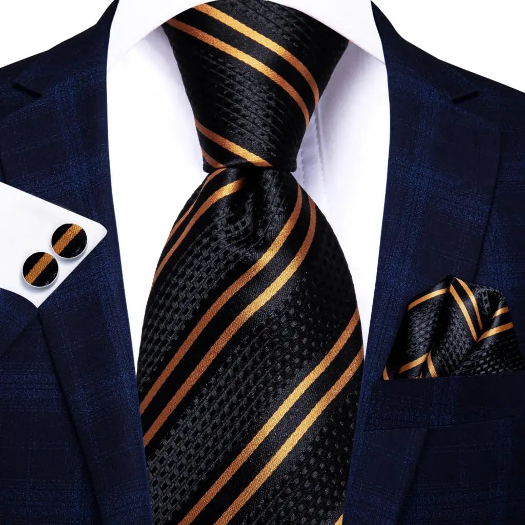 Silk Necktie Gift Set | Groom & Groomsmen Wedding Tie with Pocket Square & Cufflinks