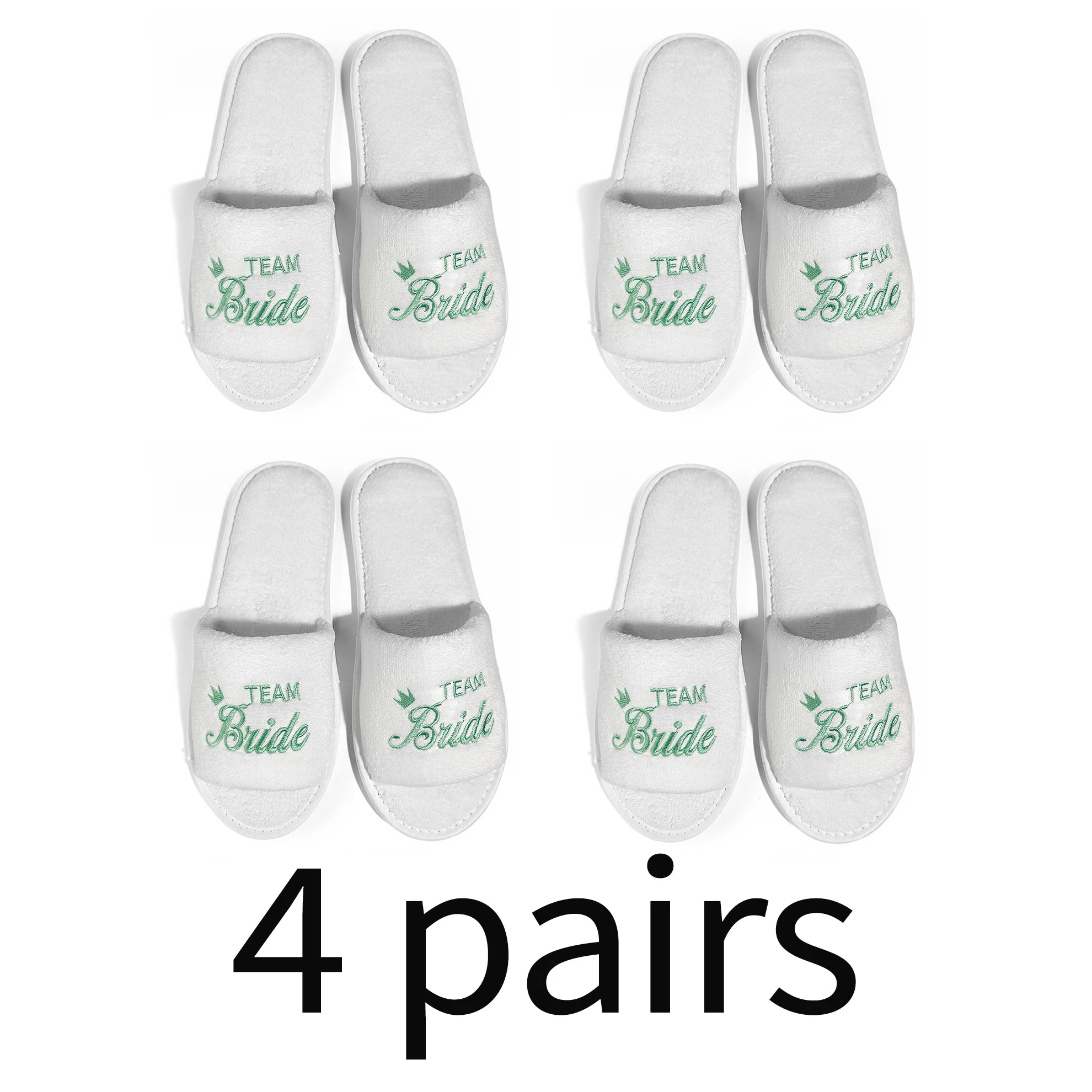Chaussons de mariée et de demoiselle d'honneur, Chaussons de mariage à enfiler pour invités, à bout ouvert avec broderies dorées, vert menthe et roses