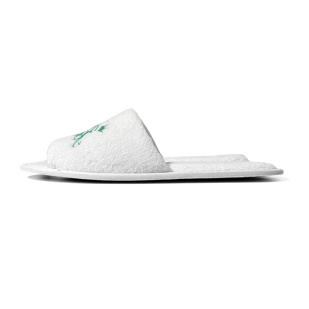 Chaussons de mariée et de demoiselle d'honneur, Chaussons de mariage à enfiler pour invités, à bout ouvert avec broderies dorées, vert menthe et roses