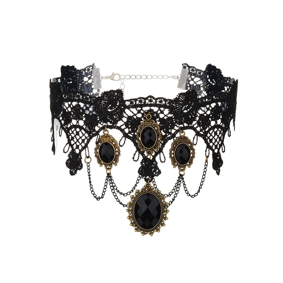 Collier ras-du-cou « rose épanouie en dentelle gothique » — style Lolita