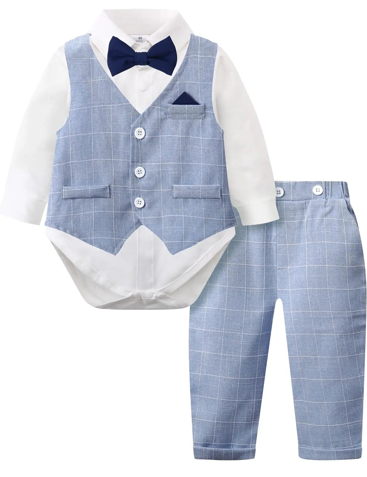 Ensemble Costume Bébé Garçon Tenue Formelle pour Mariage 1er Anniversaire Nouveaux-nés Barboteuse Gilet Pantalon Vêtements de Gentleman