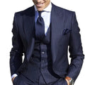 Costume homme sur mesure Rayure Blazer Mariage Homme Marié Smokings Costume avec pantalon 3 pièces (Veste+Pantalon+Gilet)