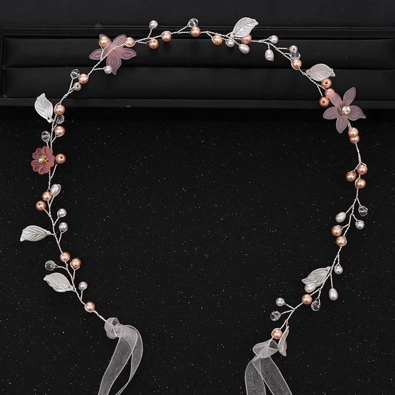 Accessoires de cheveux de mariage Bandeau de perles de mariée Bandeau doré Bijoux de cheveux de fleurs de mariée Bandeau de princesse Cadeau fait main pour fête