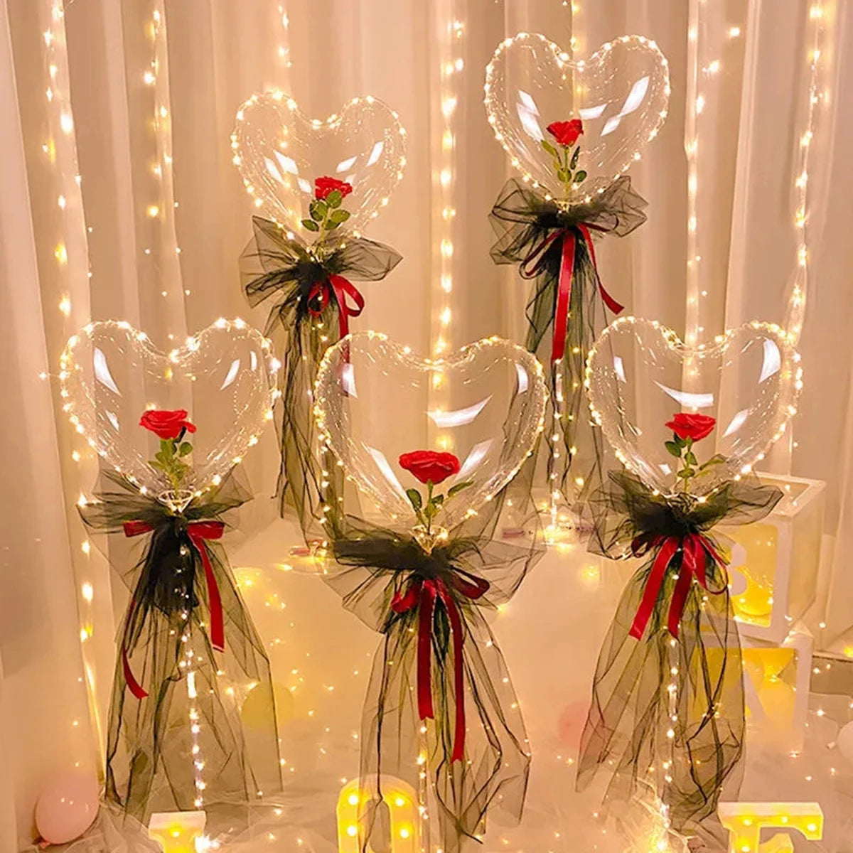 Ballon lumineux transparent Cœur Licorne Étoile LED Ballons Bobo Lumineux pour Fête d'Anniversaire Enfants Mariage Décor Fournitures de Fête