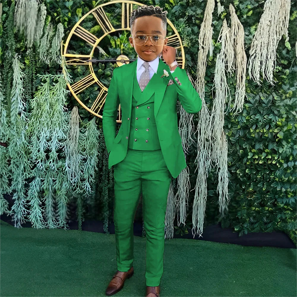 Ensemble Costumes Garçon 3 Pièces Veste Gilet Pantalon Tenue de Banquet Fête Élégant Smoking Enfant Vêtements d'Invité de Mariage 2-20T