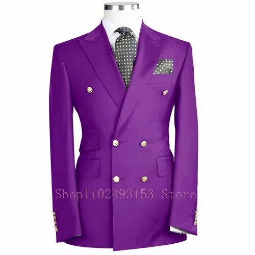 Costumes de Mariage Blancs pour Hommes 2023 2 Pièces Double Boutonnage Coupe Slim Vêtements de Marié Formels d'Affaires (Veste+Pantalon) Costume Homme