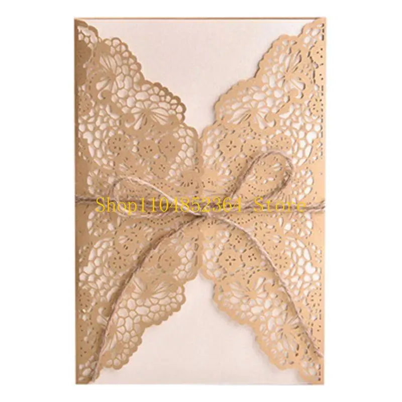 652F 50 cartes d'invitation de mariage avec inserts en papier kraft marron découpés pour douche nuptiale, fiançailles, anniversaire, événement spécial
