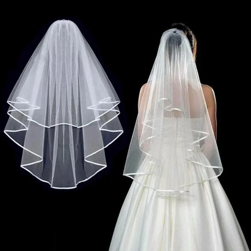 Voiles de Mariage en Tulle Sexys/Sauvages à Deux Couches avec Peigne Voile de Mariée Blanc Ivoire pour la Mariée Accessoires de Mariage
