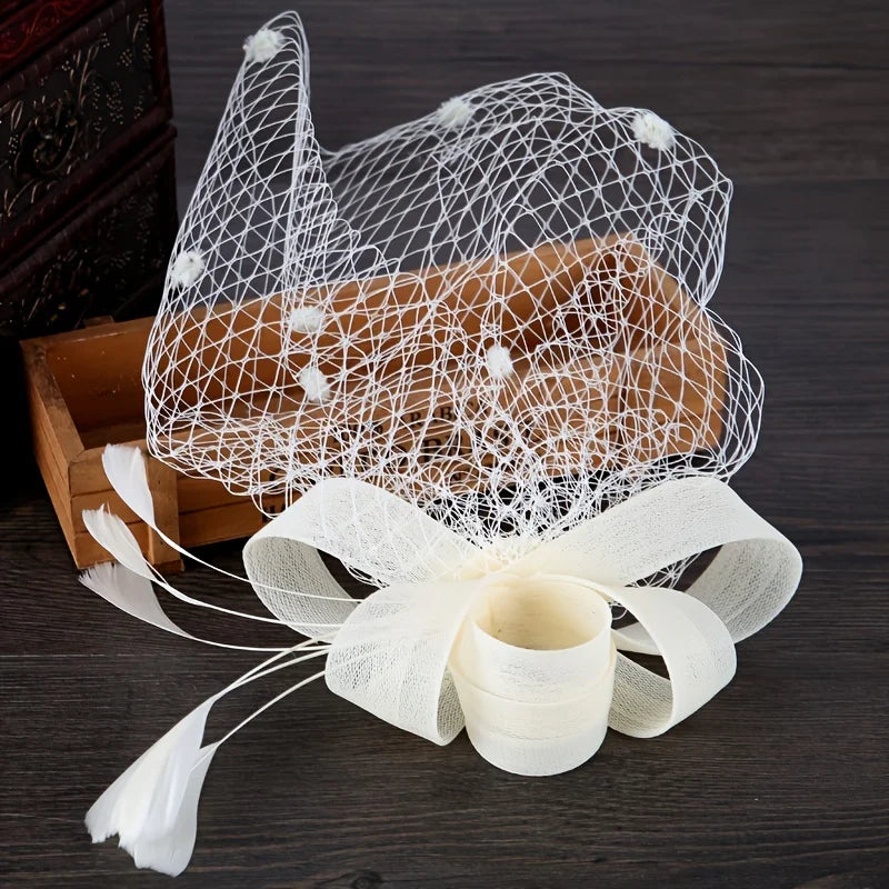 Bridal Feather Bow Veil Party Wedding Bridal Accessories Jewelry Veil Headdress