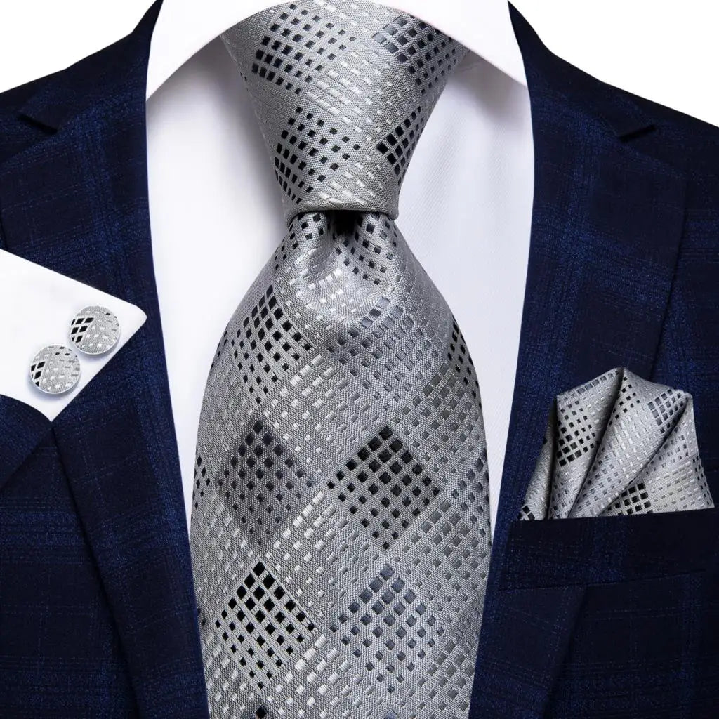 Silk Paisley & Floral Necktie Gift Set | Groom & Groomsmen Wedding Tie with Pocket Square & Cufflinks