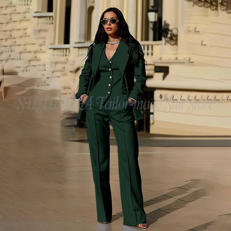 Ensembles tailleur 3 pièces pour femme : veste, pantalon et gilet - Tenues décontractées élégantes pour le bureau - Vêtements féminins de haute qualité - Ensembles blazer chics et formels