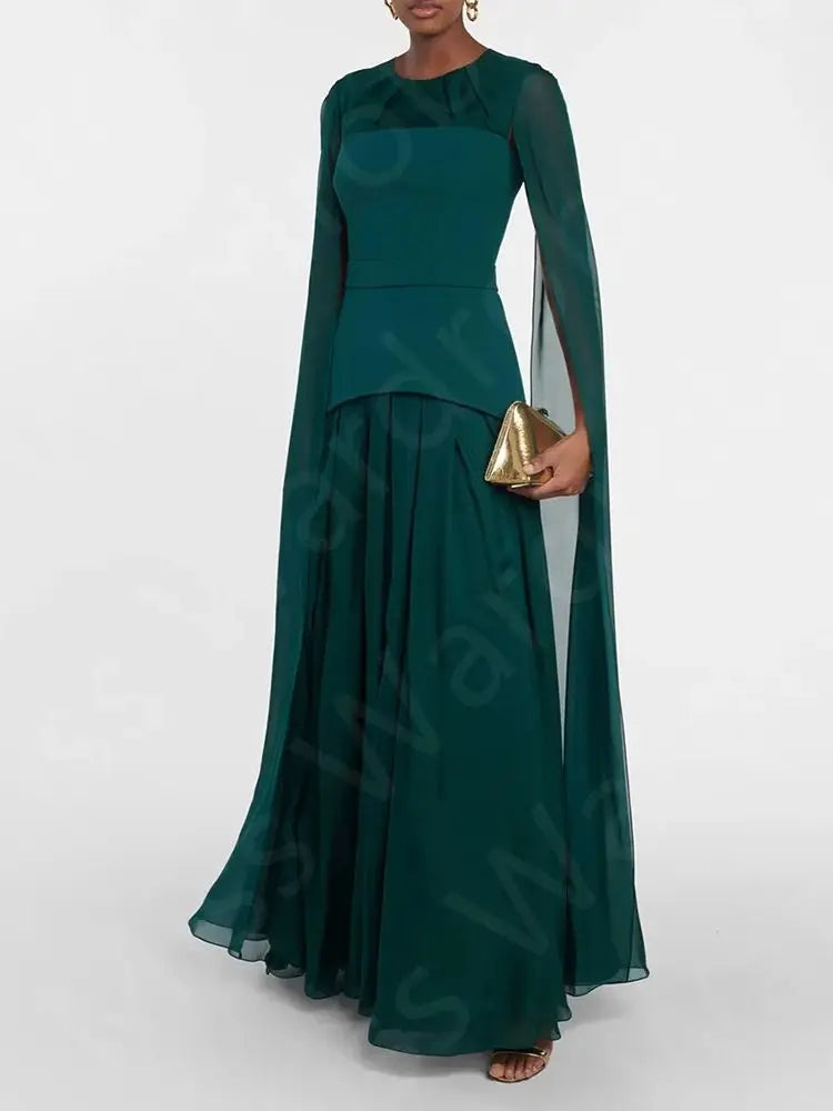 Robes de mère de la mariée sur mesure pour les nouvelles arrivées, bleu sarcelle 2025, avec décolleté rond et manches cape