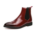 Bottes pour hommes Bottines d'affaires Semelle rouge Bout pointu Bottes habillées Chaussures montantes en cuir de style britannique Chelsea pour hommes décontractées à enfiler