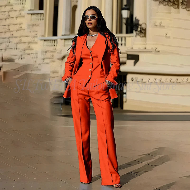 Ensembles tailleur 3 pièces pour femme : veste, pantalon et gilet - Tenues décontractées élégantes pour le bureau - Vêtements féminins de haute qualité - Ensembles blazer chics et formels