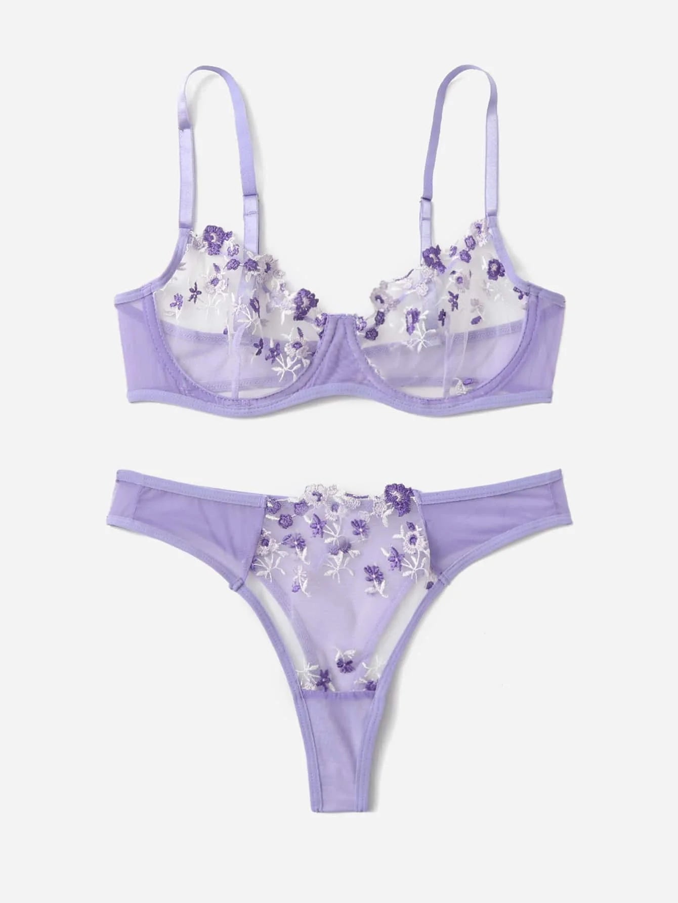 Lingerie Sexy Broderie Florale Sous-Vêtements Dentelle Transparente Court Kits de Soins de la Peau Ensemble Fée Délicate Femme 2 Pièces