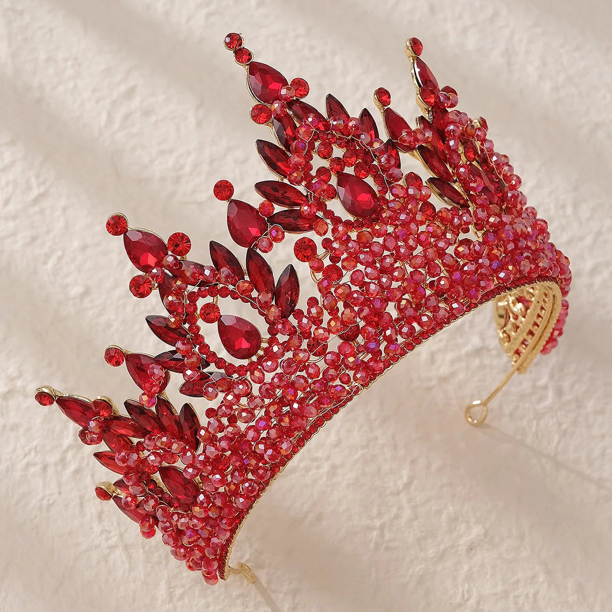 Accessoires de cheveux de mariage colorés roses, coiffe de concours de beauté, diadème de mariée Fait à la main en CRISTAL coloré avec perles