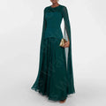 Robes de mère de la mariée sur mesure pour les nouvelles arrivées, bleu sarcelle 2025, avec décolleté rond et manches cape