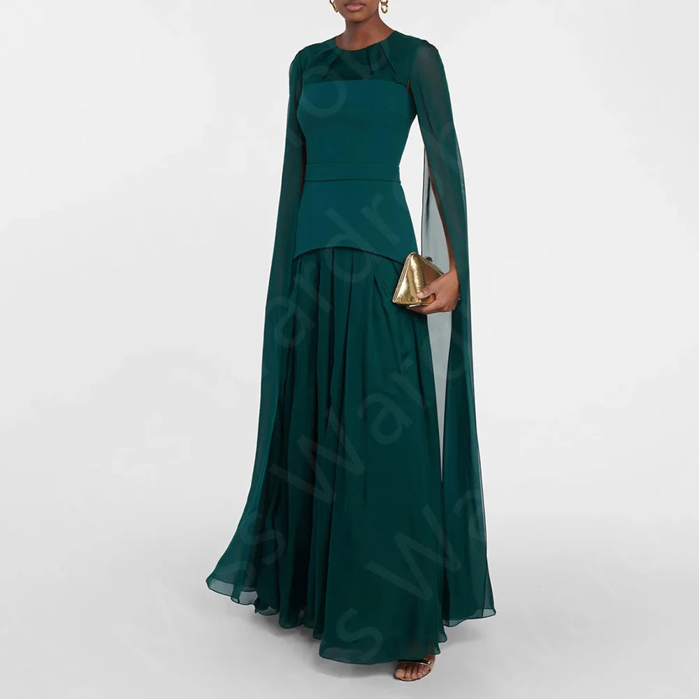 Robes de mère de la mariée sur mesure pour les nouvelles arrivées, bleu sarcelle 2025, avec décolleté rond et manches cape
