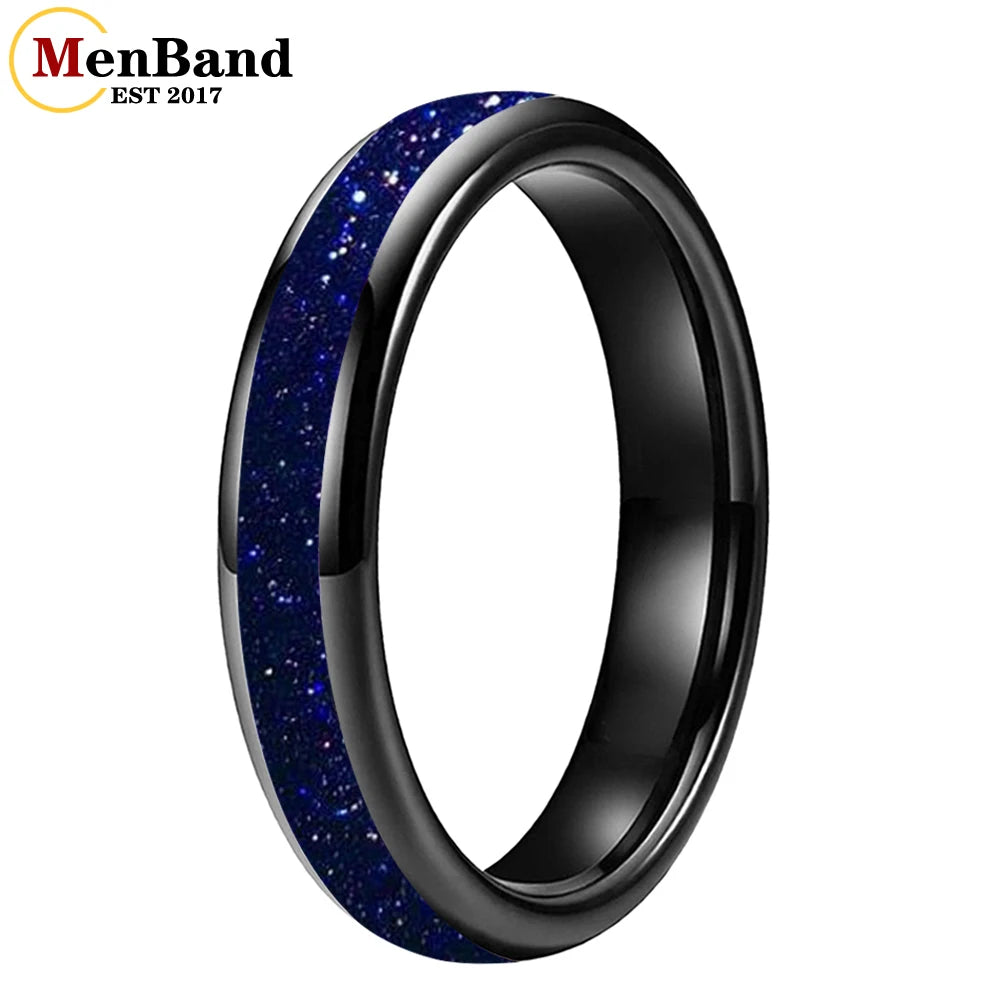 Bague de mariage pour homme 4/6/8mm - Bague en carbure de tungstène avec sable galactique concassé Espace cosmique Bague de mariage unisexe Bague de fiançailles Pour lui