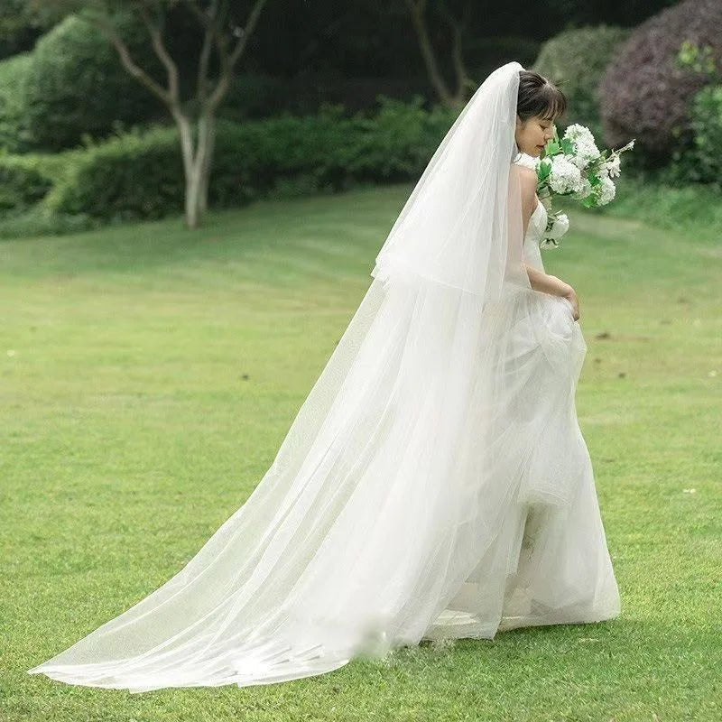 Wedding Veil Cut Edge Bridal Veils Women's Extra Long Wedding Headpiece 0.8* 1.5+ 3 * 1.5 Meters