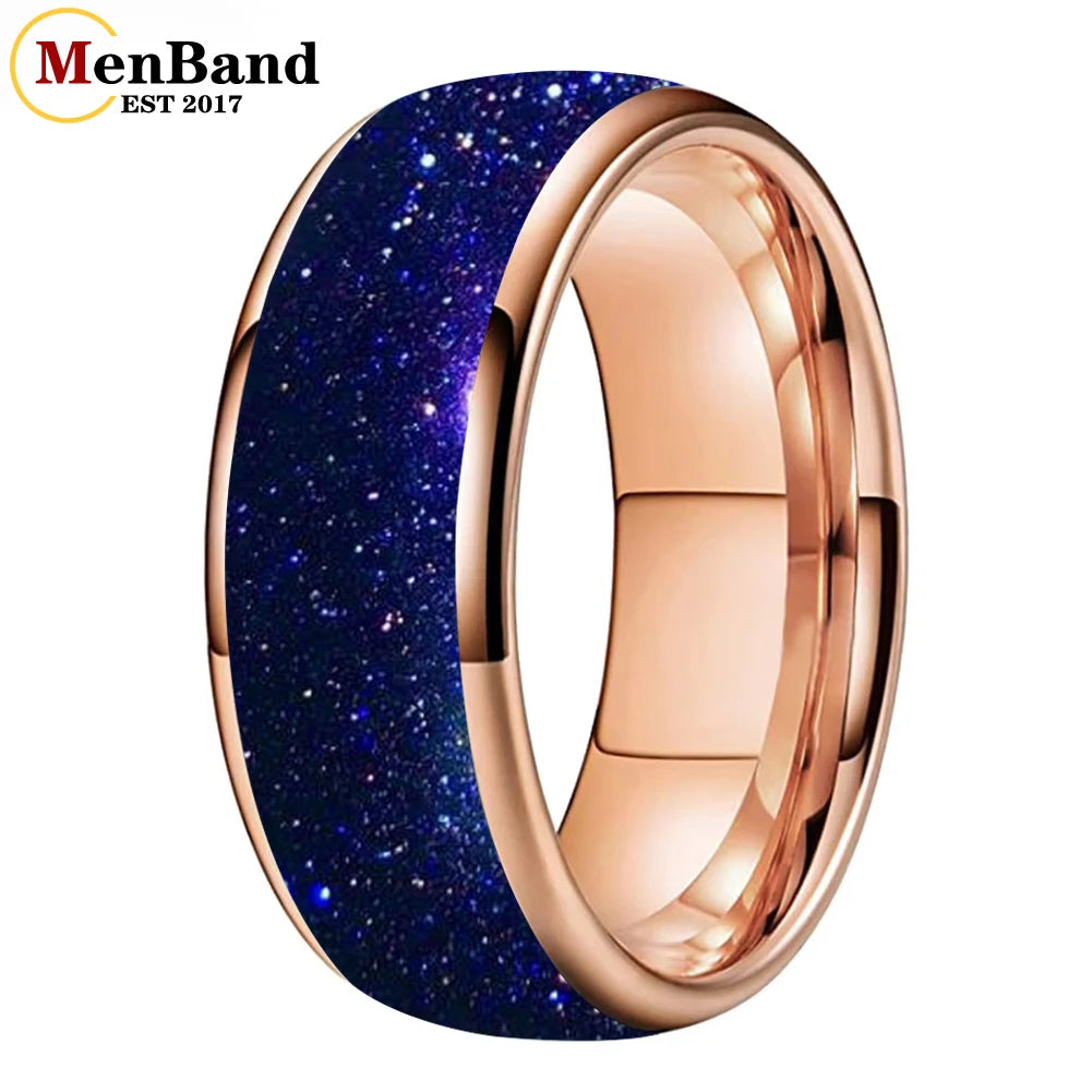Bague de mariage pour homme 4/6/8mm - Bague en carbure de tungstène avec sable galactique concassé Espace cosmique Bague de mariage unisexe Bague de fiançailles Pour lui