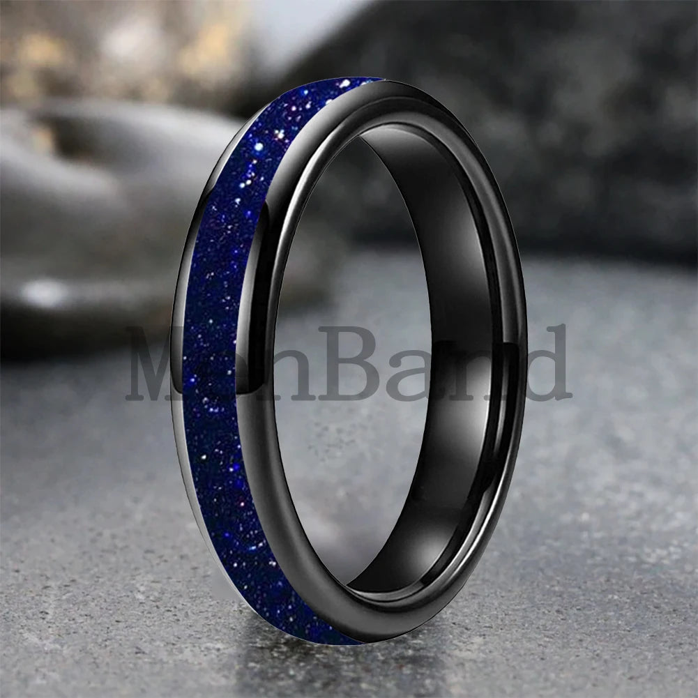 Bague de mariage pour homme 4/6/8mm - Bague en carbure de tungstène avec sable galactique concassé Espace cosmique Bague de mariage unisexe Bague de fiançailles Pour lui